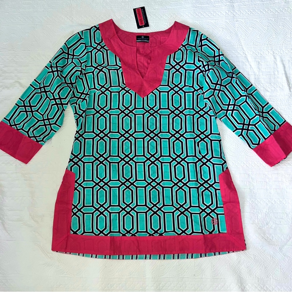 Simply Southern Coral and Teal Tunic